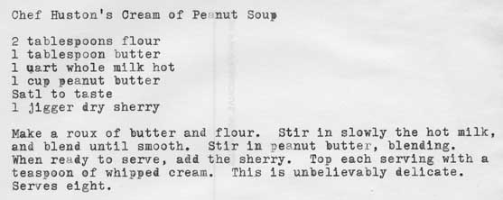 Chef Huston's Cream of Peanut Soup