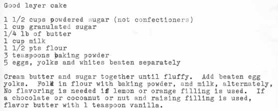 Ralph's recipe for Layer Cake