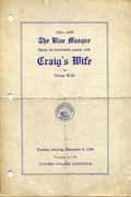 Blue Masque Production of Craig's Wife - Program