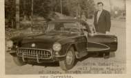 Ralph in New York with his new Corvette, 1957